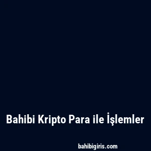 Bahibi Kripto Para ile İşlemler